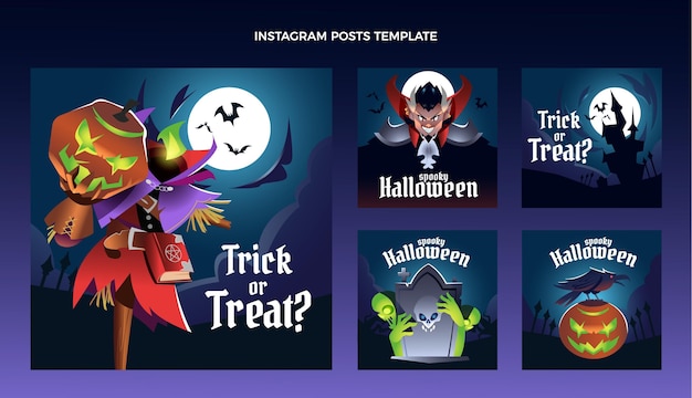 Gradientowa Kolekcja Postów Na Instagramie Halloween