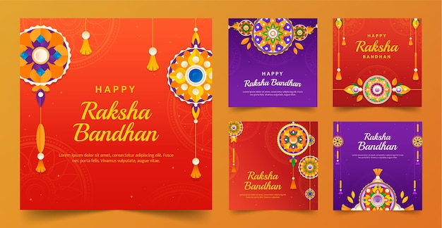 Gradientowa kolekcja postów na instagramie raksha bandhan