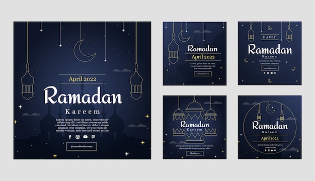 Plik wektorowy gradientowa kolekcja postów ramadan na instagramie