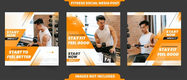 Gradientowa Koncepcja Treningu Fitness Dla Zdrowia Na Instagramie I Kolekcji Postów W Mediach Społecznościowych Z Szablonem Zdjęć