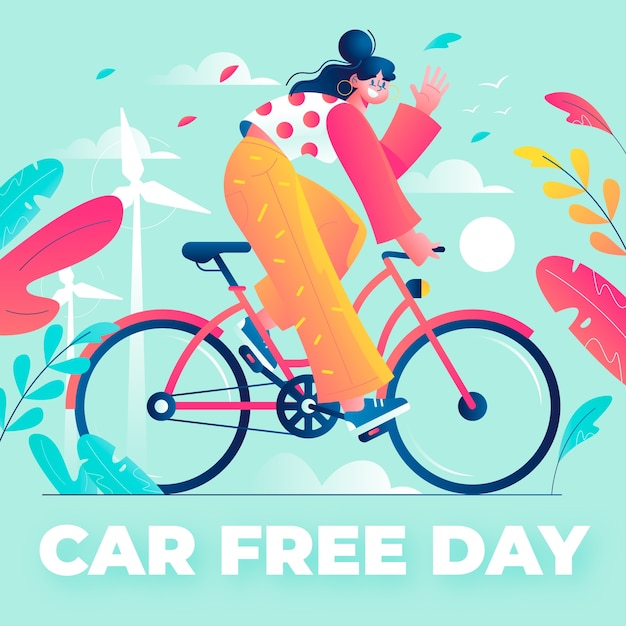 Gradientowa światowa Ilustracja Dzień Bez Samochodu