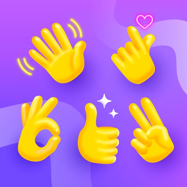 Gradientowe elementy rąk emoji