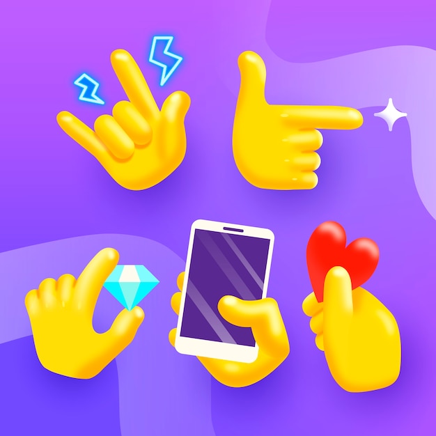 Gradientowe elementy rąk emoji