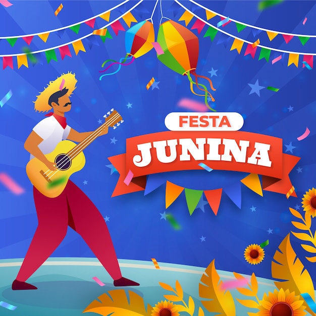 Gradientowe festas juninas ilustracja