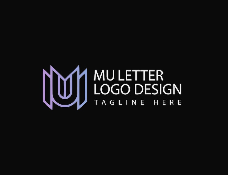 Wektor gradientowe logo z abstrakcyjną literą mu