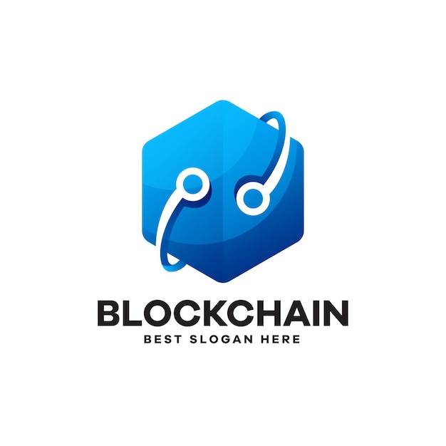 Gradientowe logo z blokowym łańcuchem