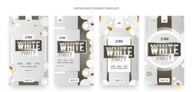 Gradientowe, luksusowe, białe historie na instagramie