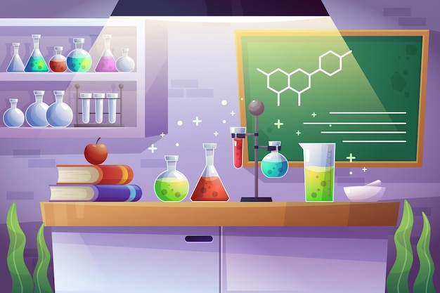Gradientowe realistyczne tło laboratorium naukowego