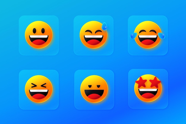 Plik wektorowy gradientowe szczęśliwe ikony emoji z różnymi emocjami