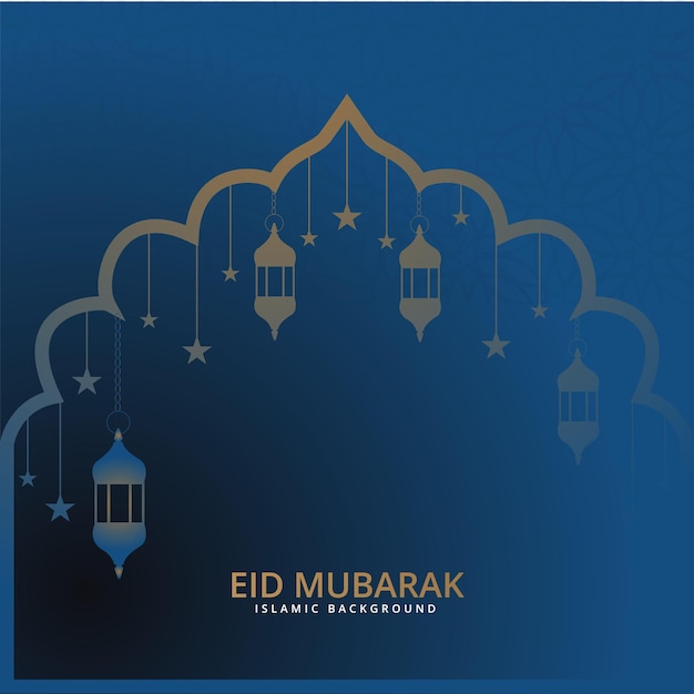 Gradientowe Tło Eid Alfitr Z Gwiezdną Latarnią Księżycową Mihrab I Islamskim Tłem