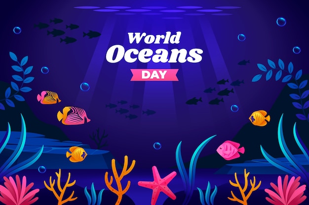 Gradientowe tło na obchody światowego dnia oceanów
