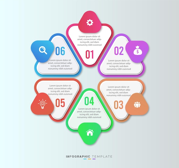 Gradientowy 6-stopniowy Element Infografiki Biznesowej I Kreatywny Projekt Prezentacji