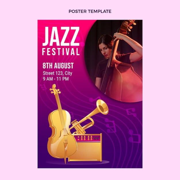 Gradientowy kolorowy plakat festiwalu muzycznego
