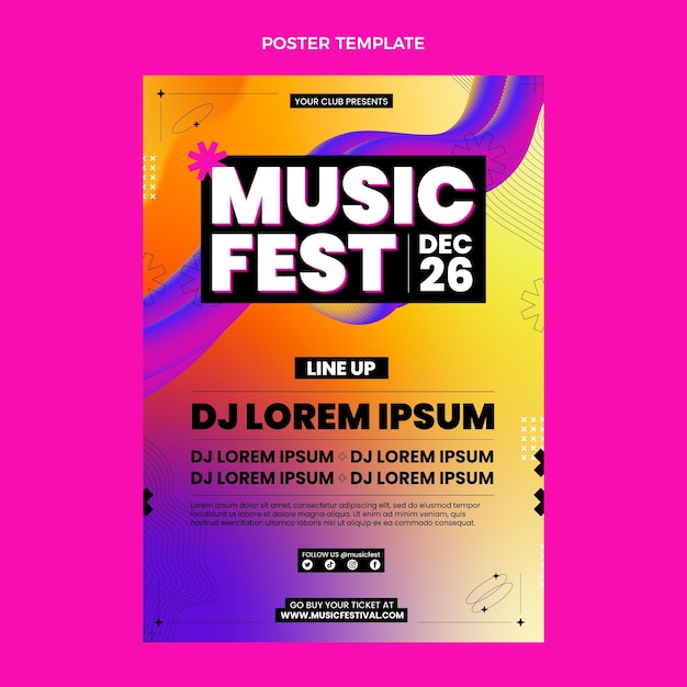 Gradientowy Kolorowy Plakat Festiwalu Muzycznego