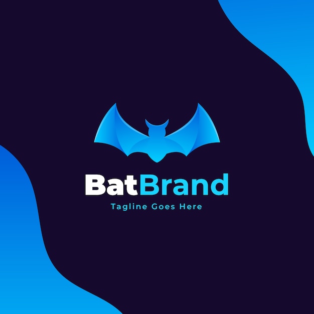 Gradientowy kolorowy szablon logo nietoperza