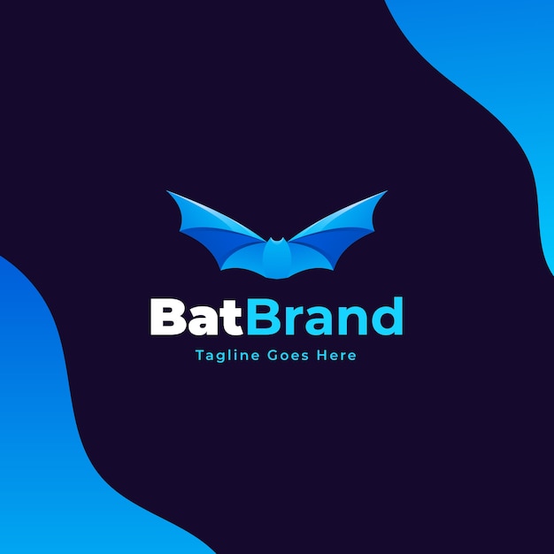 Gradientowy kolorowy szablon logo nietoperza