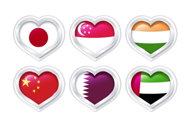 Gradientowy konkurs piosenki kolekcja flag w kształcie serca