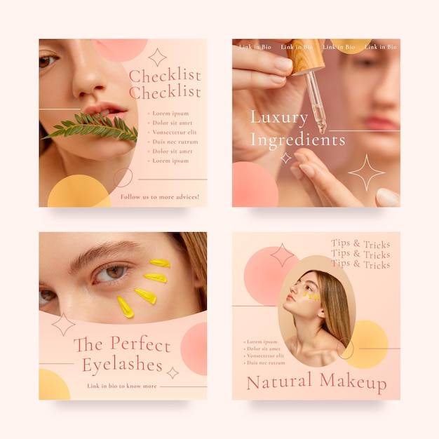 Plik wektorowy gradientowy pakiet kosmetyczny na instagramie