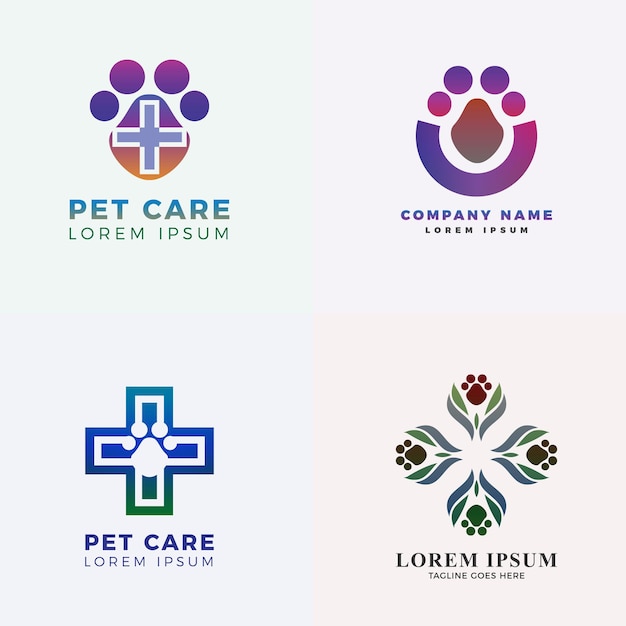 Gradientowy Pakiet Logo Opieki Nad Zwierzętami