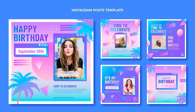 Gradientowy post na instagramie retro vaporwave