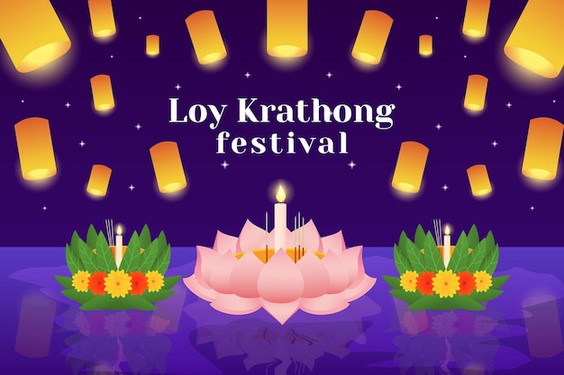 Gradientowy Projekt Transparentu Festiwalu Loy Krathong