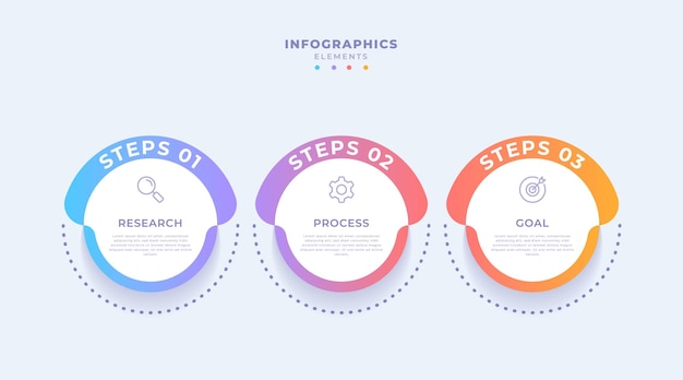 Plik wektorowy gradientowy szablon biznesowy infografiki z trzema krokami lub opcjami