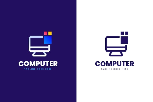 Gradientowy szablon logo komputera