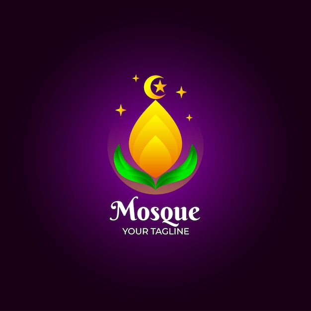 Gradientowy Szablon Logo Meczetu Islamskiego