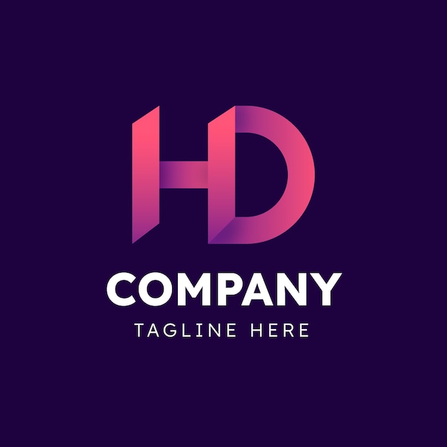 Gradientowy szablon logo monogram hd