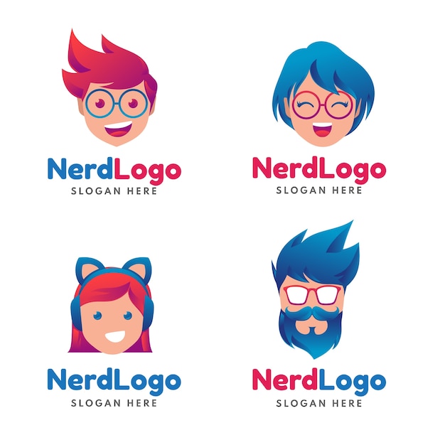 Plik wektorowy gradientowy szablon logo nerd
