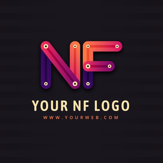 Gradientowy szablon logo nf lub fn