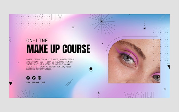 Plik wektorowy gradientowy szablon promocyjny artysty makijażu w mediach społecznościowych