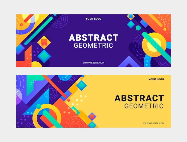 Gradientowy wzór geometryczny poziomy baner
