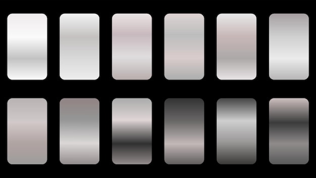 Plik wektorowy gradienty metalowe szare kolorowe próbki zestaw kolekcja wektor
