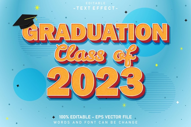 Graduation Class of 2023 Edytowalny efekt tekstowy Wytłoczony styl kreskówki