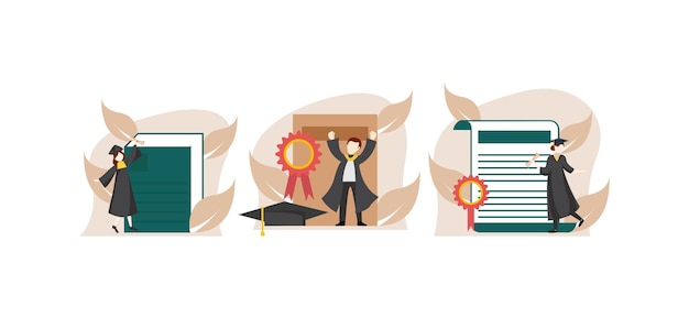 Plik wektorowy graduation flat bundle design illustration