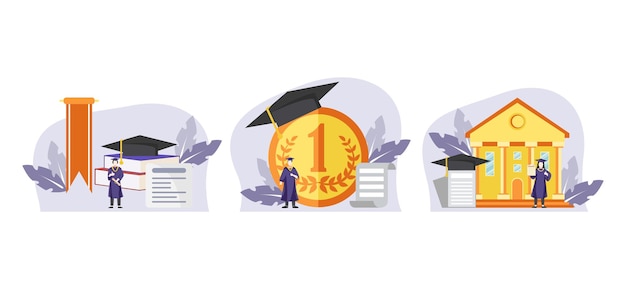 Graduation Flat Bundle Design Illustration