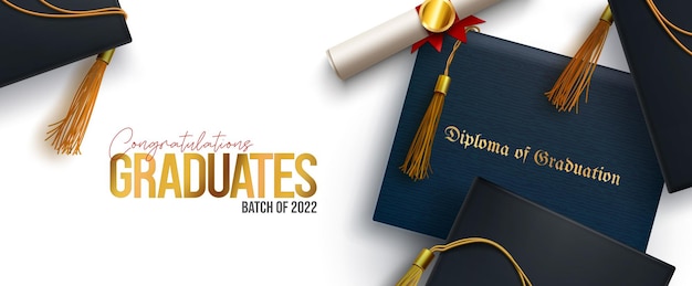 Graduation pozdrowienie projekt tło wektor Gratulacje absolwentów tekst z dyplomem 3d
