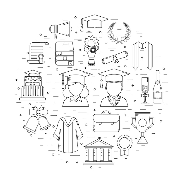 Graduation Time Concept Shape Vector Icons