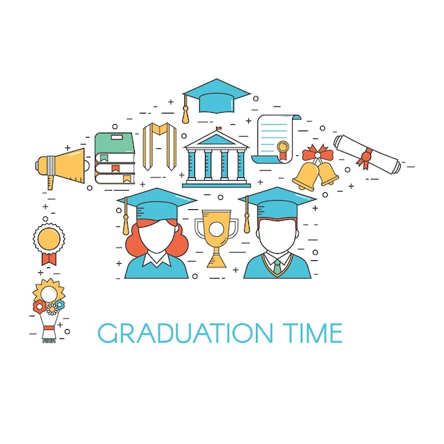 Graduation Time Lineart Concept