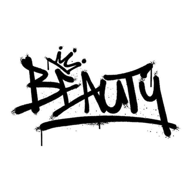 Graffiti Farba W Sprayu Word Beauty Na Białym Tle Wektor