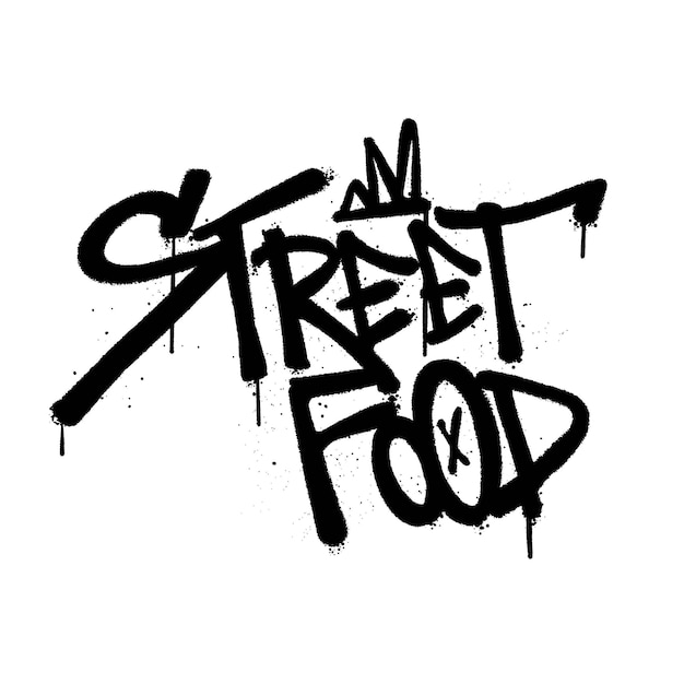 Graffiti Farba W Sprayu Word Street Food Na Białym Tle Wektor