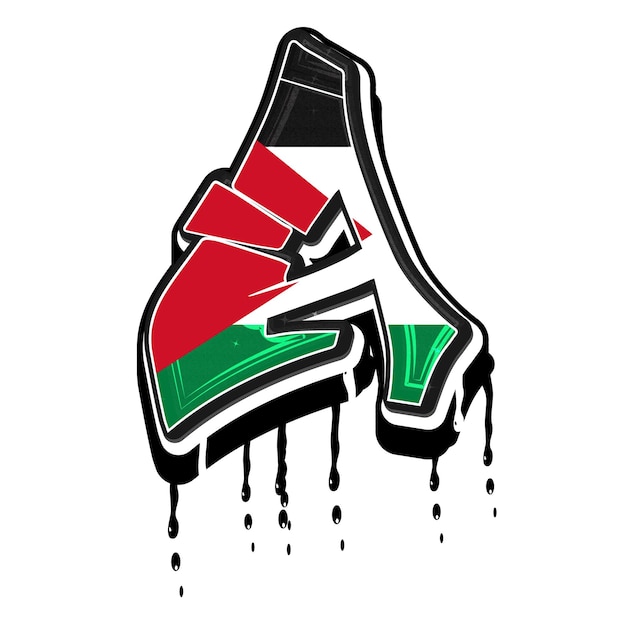Plik wektorowy graffiti palestyńskiej flagi litery alfabetu a
