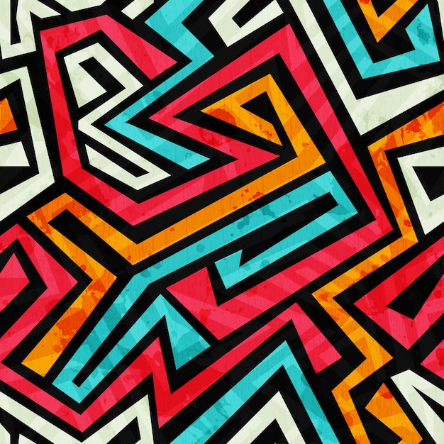 Graffiti plemienna bezszwowa tekstura z efektem grunge