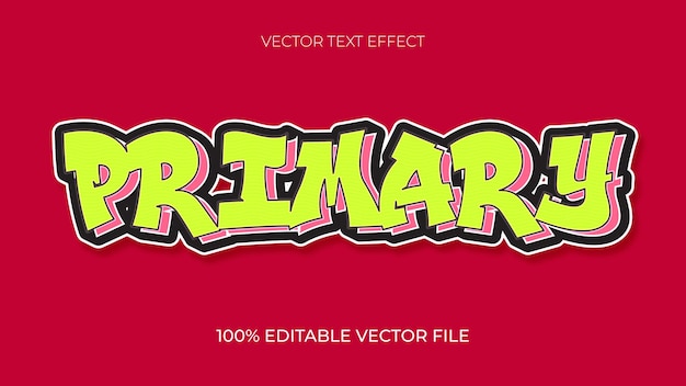 Graffiti Primary Vector W pełni edytowalny efekt tekstu inteligentnego obiektu