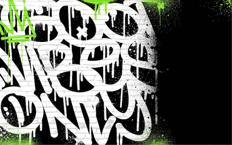 Wektor graffiti tła z throwup i oznaczania stylu handdrawn street art graffiti wektora projektowania