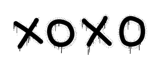 Graffiti Xoxo Znak Spryskane Na Czarno Na Białym Wektor Eps 10
