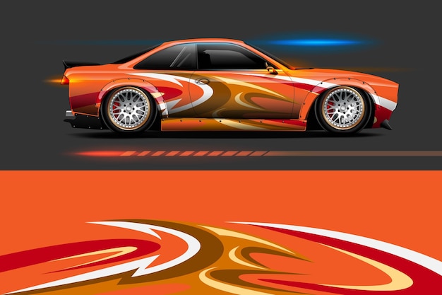 Graficzne abstrakcyjne wzory pasków do brandingu i driftu samochodu