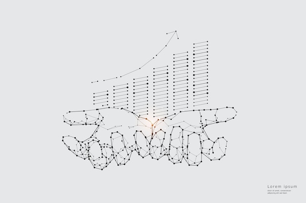 Plik wektorowy grafika cząsteczkowa, geometria, linie i kropki. grafika wektorowa koncepcja rozwoju biznesu. waga skoku może być modyfikowana.