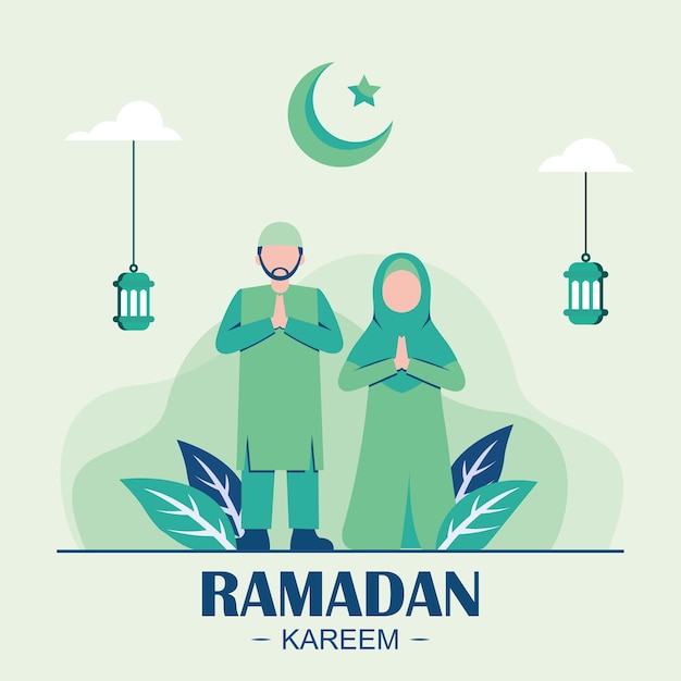 Grafika Ilustracja Szczęśliwy Ied Mubarak Ramadan Kareem Płaski Wektor